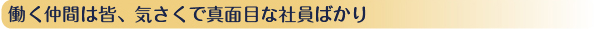 働く仲間は皆、気さくで真面目な社員ばかり